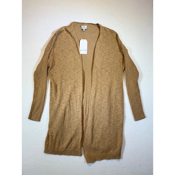 Wonderly Sweaters - Wonderly Women's Long Open Front Cardigan Sweater Tan P/S